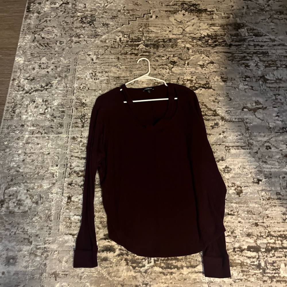 Express Purple Long Sleeve Blouse